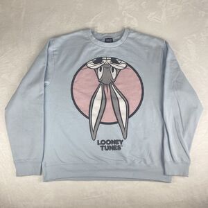 Looney Tunes Bugs Bunny Graphic Sweater Womens XXL 2XL Light Blue Sweatshirt